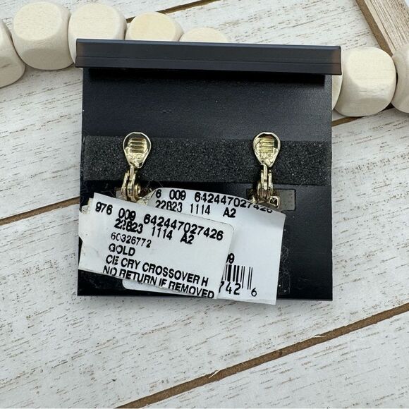 Anne Klein E-ZComfort Clip Gold CE Cry Crossover Hoops NWT - Picture 3 of 5